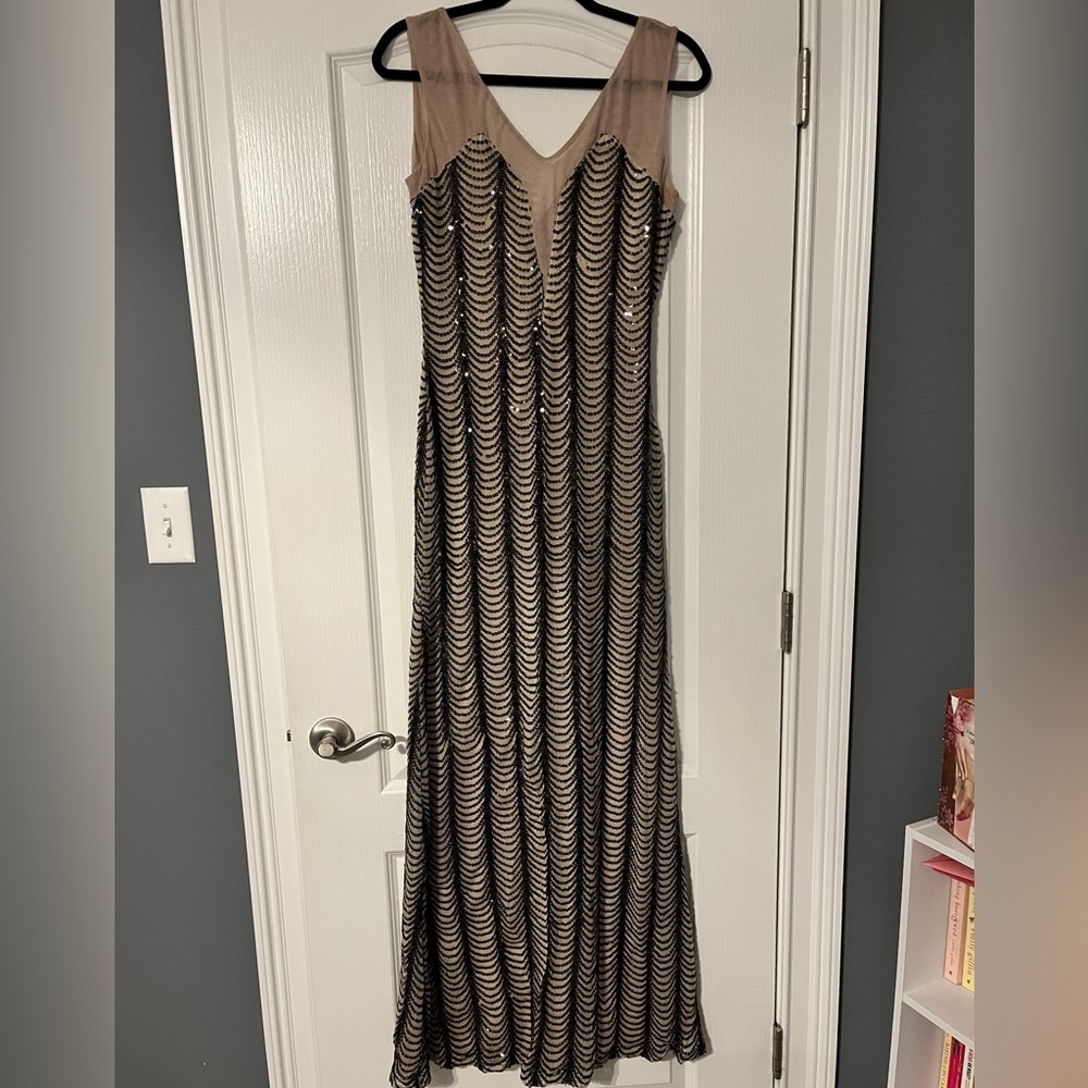 Hot Miami Styles Sparkling Gown Size Large, Sheer and Black